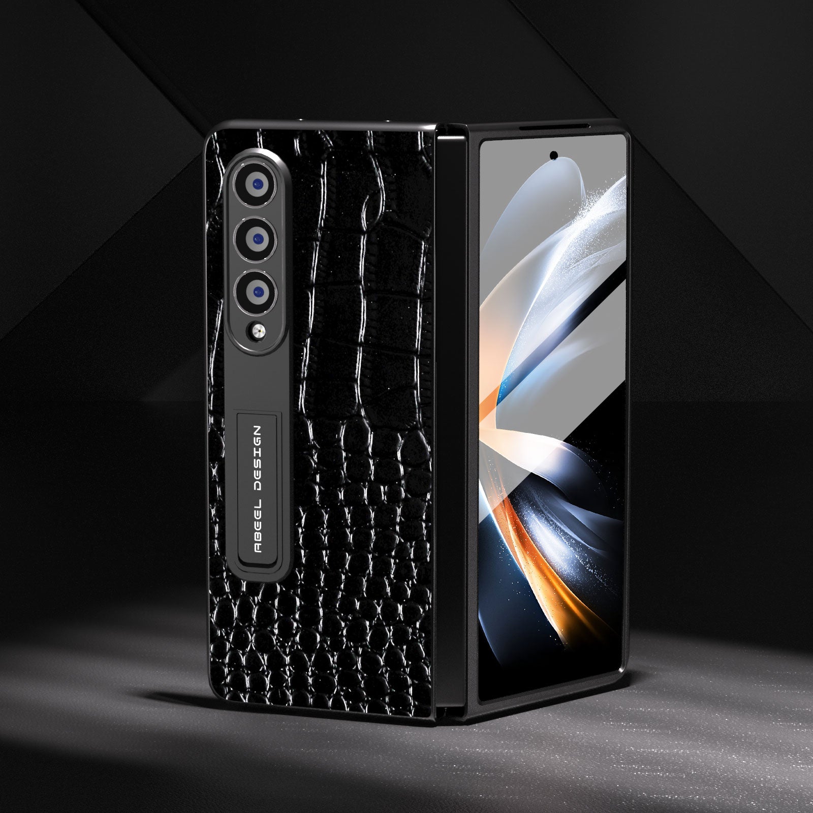 Pouzdro ABEEL pro Samsung Galaxy Z Fold4 5G na stojanu Originální hovězí kůže na PC s texturou na krokodýlí telefon Kryt na telefon s fólií Pouzdro ABEEL pro Samsung Galaxy Z Fold4 5G na stojanu Originální hovězí kůže na PC s texturou na krokodýlí telefon Kryt na telefon s fólií